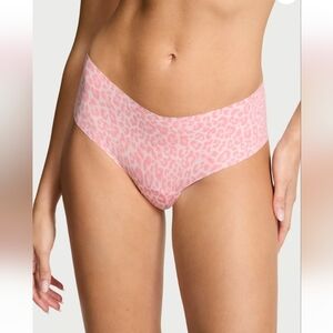 Victoria’s Secret No-Show Strappy Cheeky Panty Pink Leopard Size L (New)